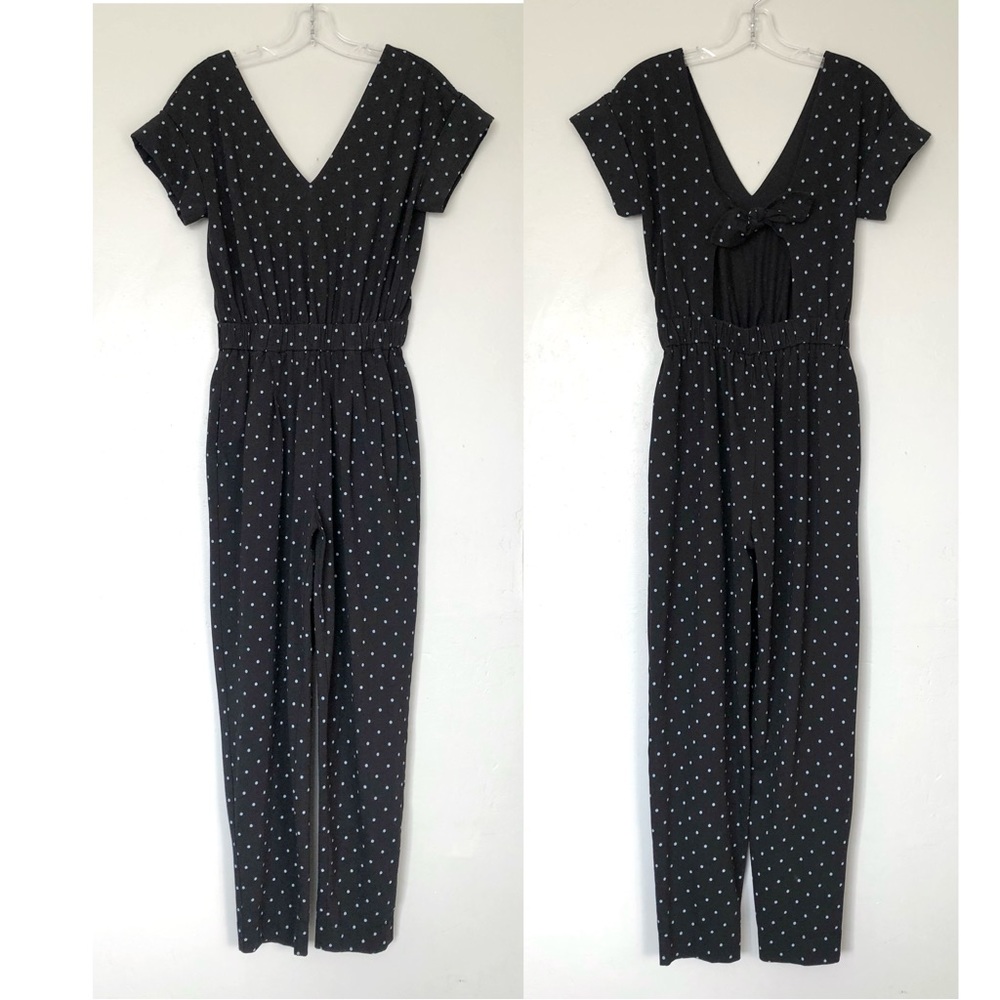 La Vie Rebecca Taylor Romy Polka Dot Jumpsuit in Black/Blue Size XS